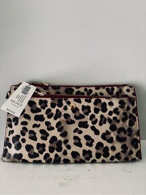Chico's Leopard Print Zip Wristlet Clutch